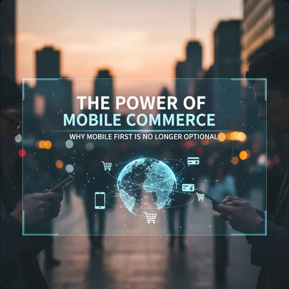 Mobile commerce showing shopping and payments through smartphones