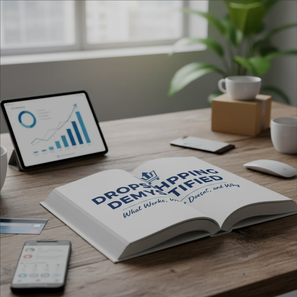 Image Alt Text: Entrepreneur analyzing dropshipping products and eCommerce sales dashboard on laptop.