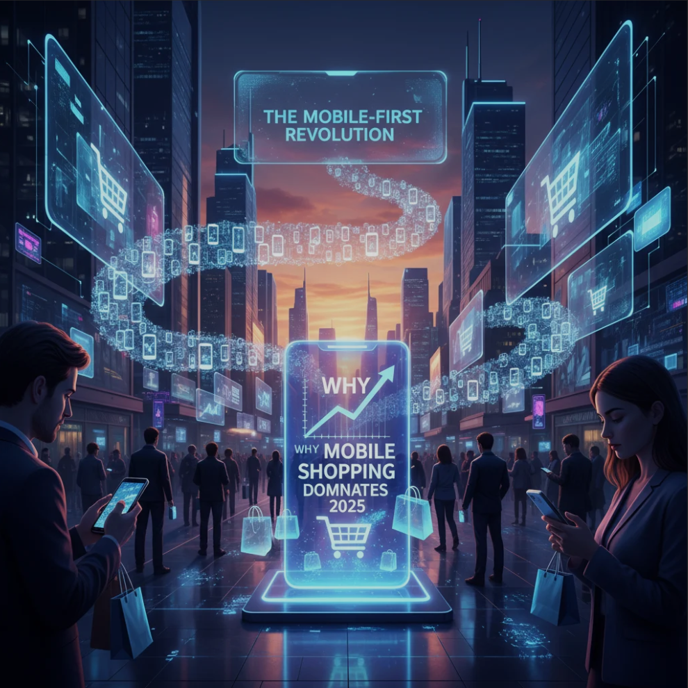 Smartphone displaying online store interface, representing mobile shopping trends in 2025