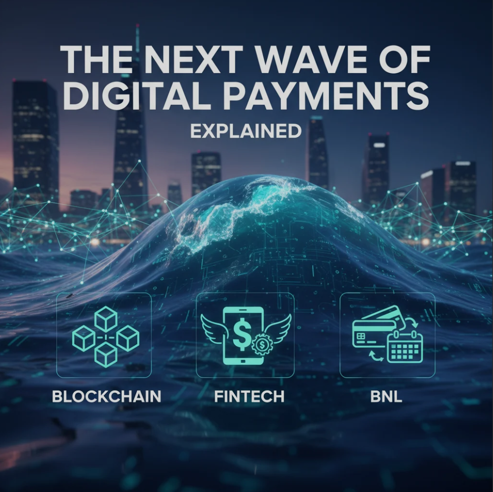 Person using smartphone to make a blockchain-based digital payment transaction