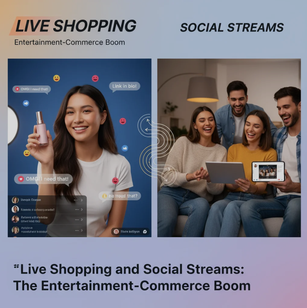 Influencer hosting a live shopping stream with viewers interacting in real time