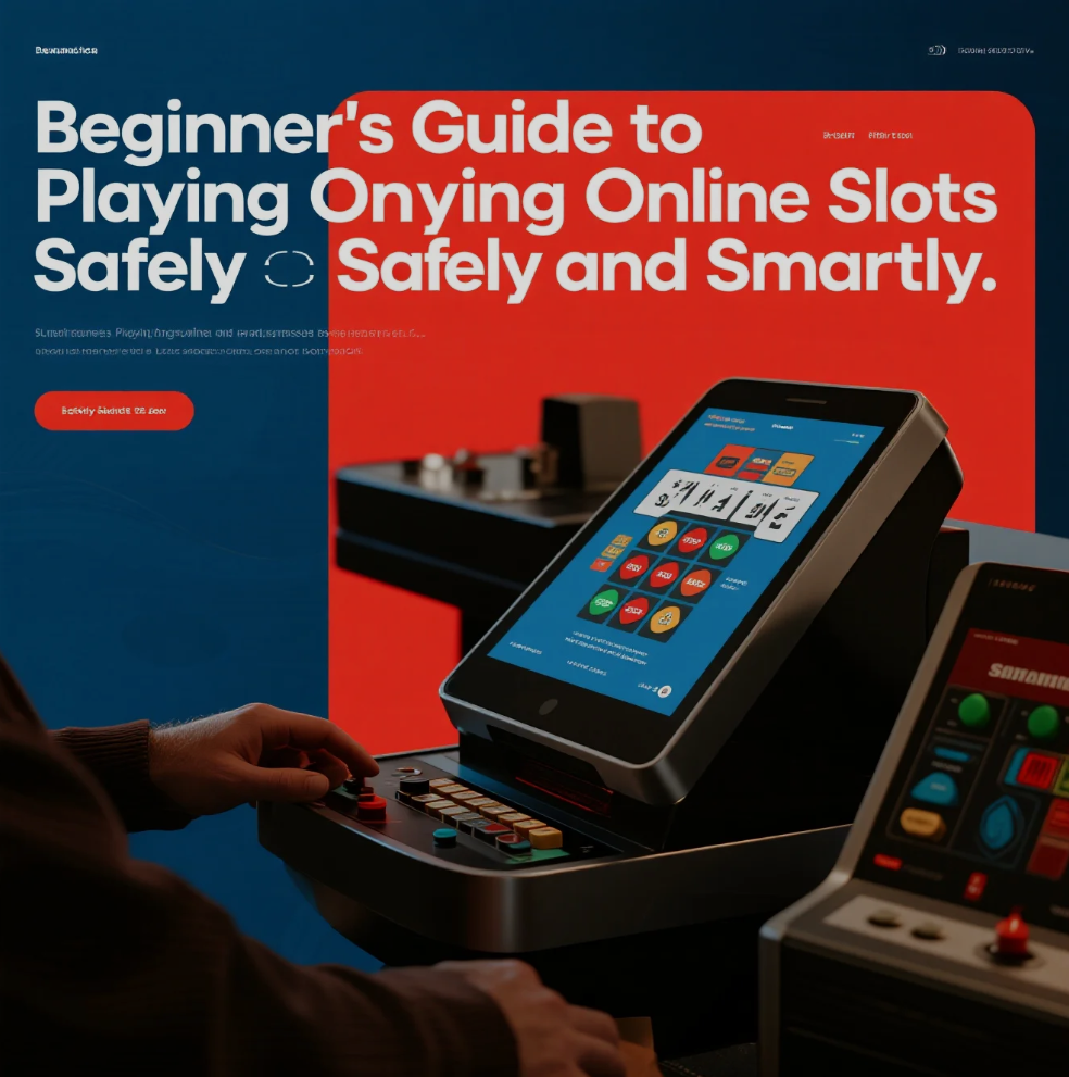 Beginner playing online slot machine on a laptop with bright reels on the screen