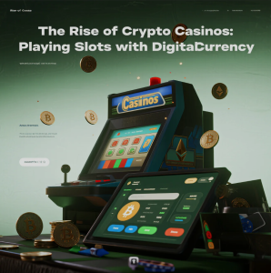 Player spinning online slot machine using cryptocurrency on a digital casino platform