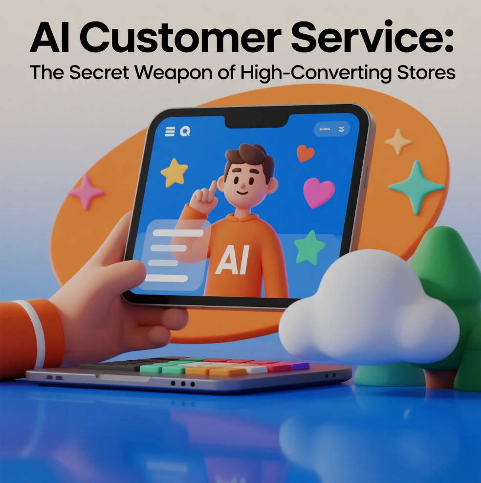 Digital AI chatbot assisting customers on an online store interface, symbolizing automated customer service in e-commerce