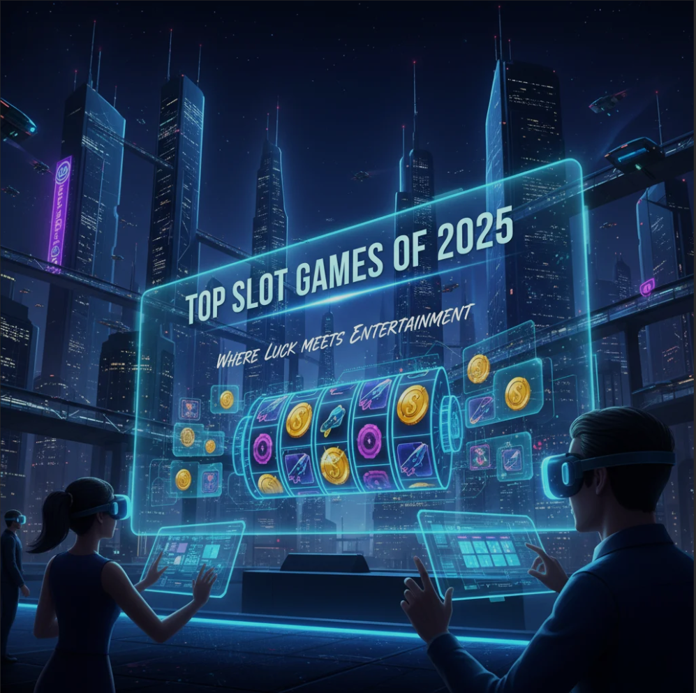 Futuristic online slot interface with vibrant reels, 2025 gaming graphics, and digital bonus effects
